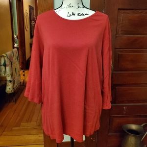 CJ BANKS SATIN TRIMMED 3/4 SLEEVE T-SHIRT SIZE 2X